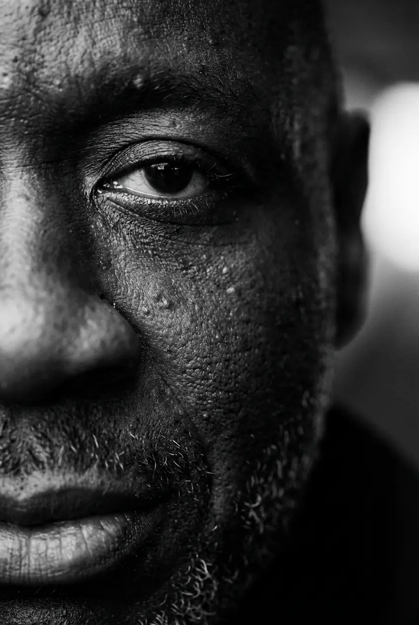 Porträttdetalj av Essa Kah Sallah